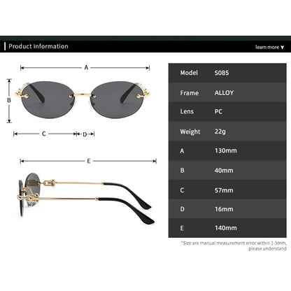 Ochelari de soare ovali fără ramă, de înaltă calitate, casual și luxoși, pentru femei, fără ramă, la modă și personalizați