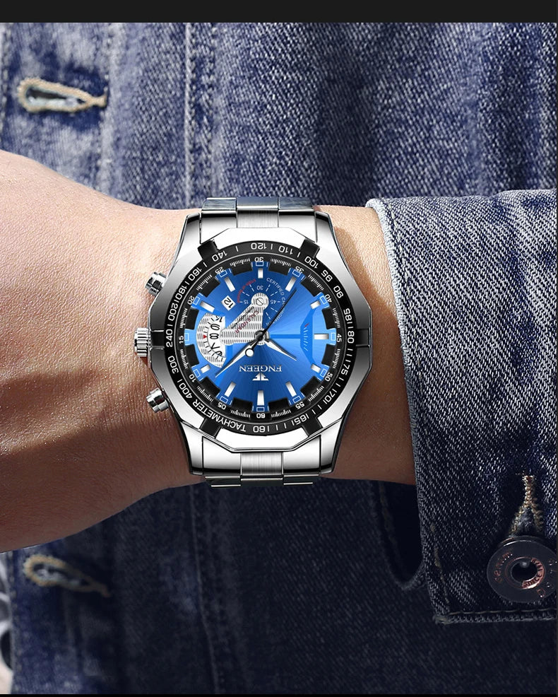 BINBOND Orginal Quartz Wristwatches For Men Luxury Luminous Waterproof Auto Date Men's Watch Stainless Steel Reloj Free Ship