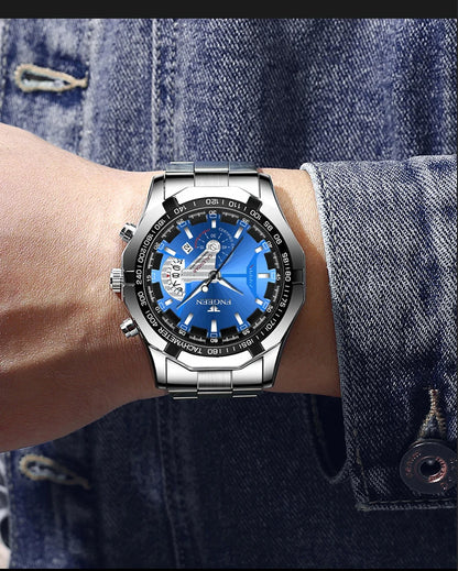 BINBOND Orginal Quartz Wristwatches For Men Luxury Luminous Waterproof Auto Date Men's Watch Stainless Steel Reloj Free Ship
