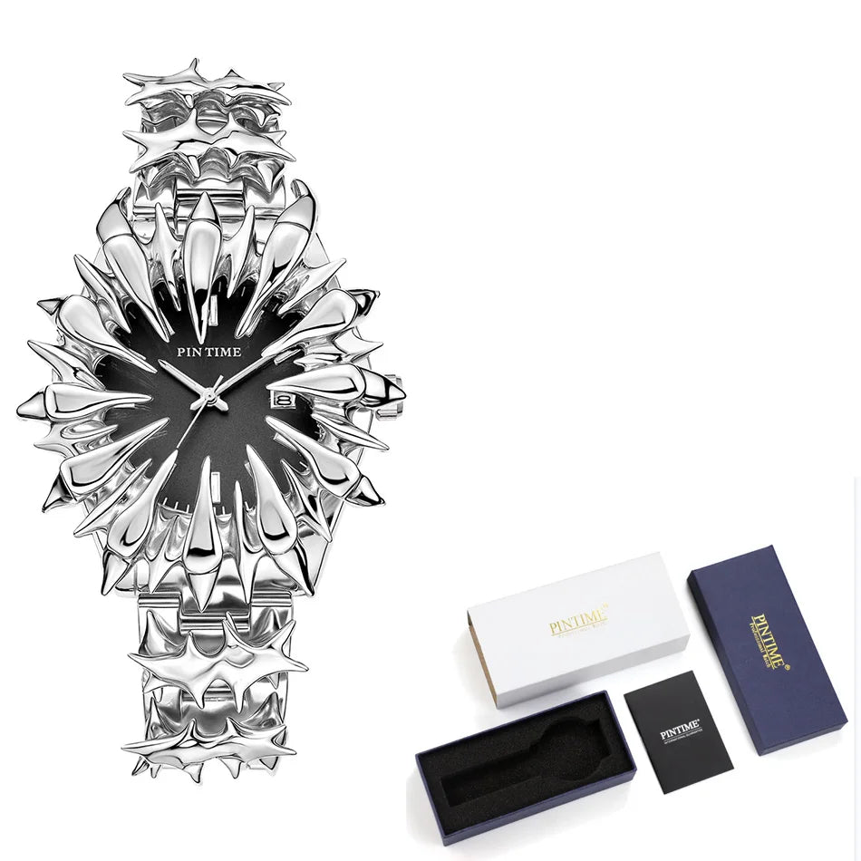 Special-shaped lightning dragon scale spike soldering watch design heavy industry trend Y2K Watches Quirky Quartz Wristwatches