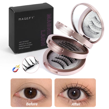 MAGEFY 3 Pairs Magnetic Eyelashes with Applicator Glue Free Reusable Magnetic Lashes Multiple Styles Natural Anime Magnetic Lash