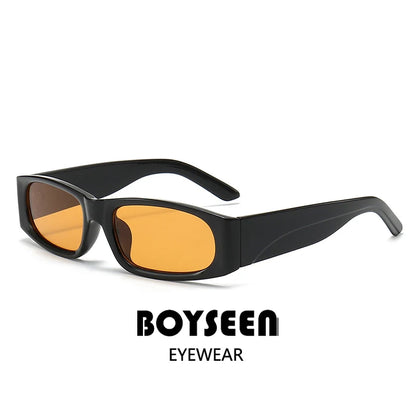 Ochelari de soare negri cu ramă îngustă în stil hip-hop, ochelari de soare retro pentru bărbați, de culoare portocaliu, UV400