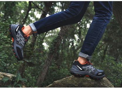 Sapatos de caminhada de marca para homem em malha respirável, calçado de viagem outdoor impermeável para caça e pesca, sapatos desportivos de montanha, todo-o-terreno e equitação