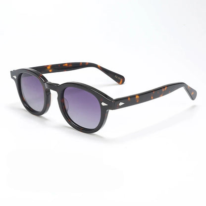 Ochelari de soare polarizați pentru bărbați și femei, stil Johnny Depp Lemtosh, ochelari de soare retro cu ramă rotundă din acetat și lentile UV400, Oculos
