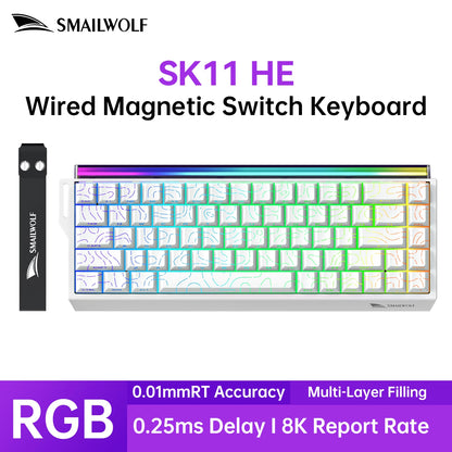 SMAILWOLF SK11 68HE Magnetic Switch Mechanical Keyboard, 68% Layout, Gaming & Esports, Rapid Trigger, 0.01mm, 8K, Wired