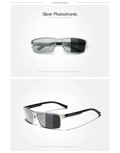 KINGSEVEN Ochelari de soare polarizați fotocromatici pentru bărbați, model pentru femei, ochelari de soare cameleon, UV400, anti-orbire, pentru șofat, ochelari pătrați