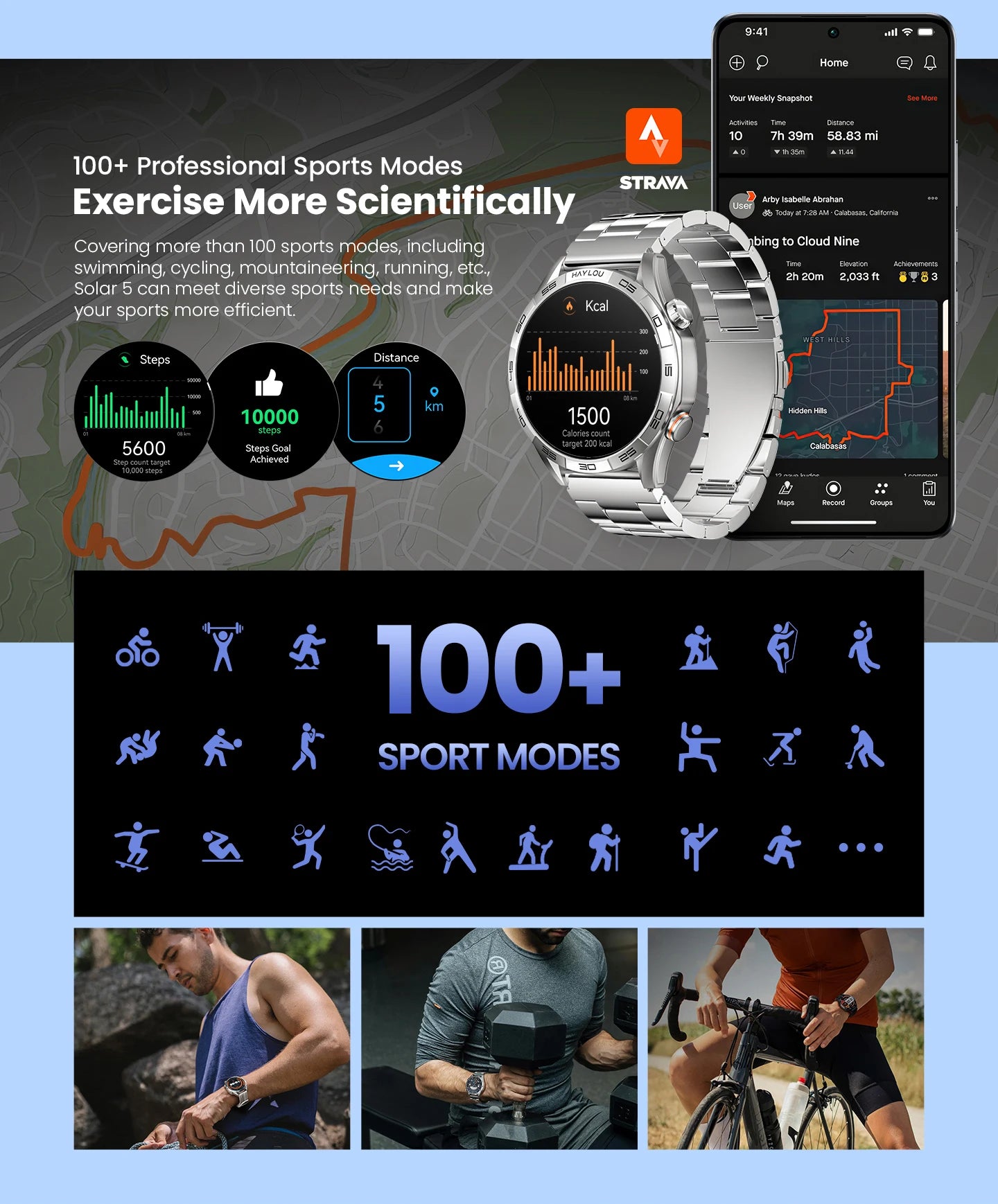 HAYLOU Solar 5 Voice Calling Smartwatch 1.58'' AMOLED Display 60Hz Smart Watch 24H Health Monitoring Sports Smartwatch for Men