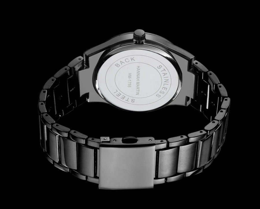 „Hannah Martin“ vyriškas laikrodis, nerūdijančio plieno korpusas, kvarcinis mechanizmas, 41 mm ciferblatas, verslo stiliaus, su kalendoriaus rodymu (imitacija)