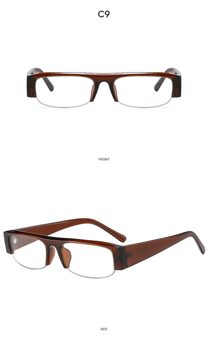 ochelari de soare vintage, mici, dreptunghiulari, cu jumătate de ramă, negri, cu lentile în degrade leopard, pentru femei, ochelari de soare la modă pentru condus