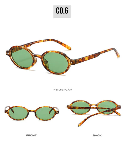 Ochelari de soare SO&EI Retro, mici, ovali, pentru femei, cu nituri, model leopard, pentru bărbați, stil punk, cu protecție UV400