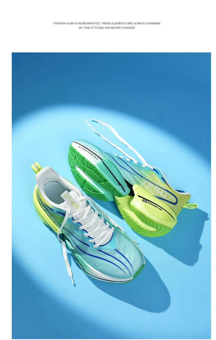 New Men's Carbon Plate Sneakers, Outdoor Soft Sole Mesh Sports Shoes, Running Shoes, Lightweight, Anti-Slip, Casual Couple Tennis Shoes