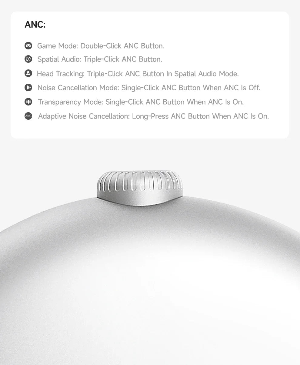 Picun F8MAX ANC kabelloser Kopfhörer, 59dB hybrides aktives Noise Cancelling, Spatial-Audio-Ohrhörer, Bluetooth 6.0, Over-Ear-Headset, 180H