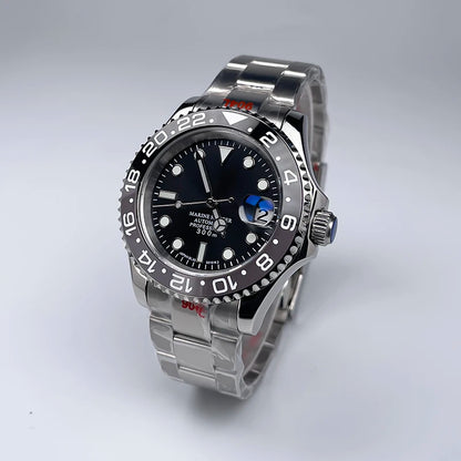 40MM Diameter YM Design Two-Way Rotating Bezel Sapphire Glass Luminous Dial for NH35 Movement Jubile Strap Luxury Men's Watch