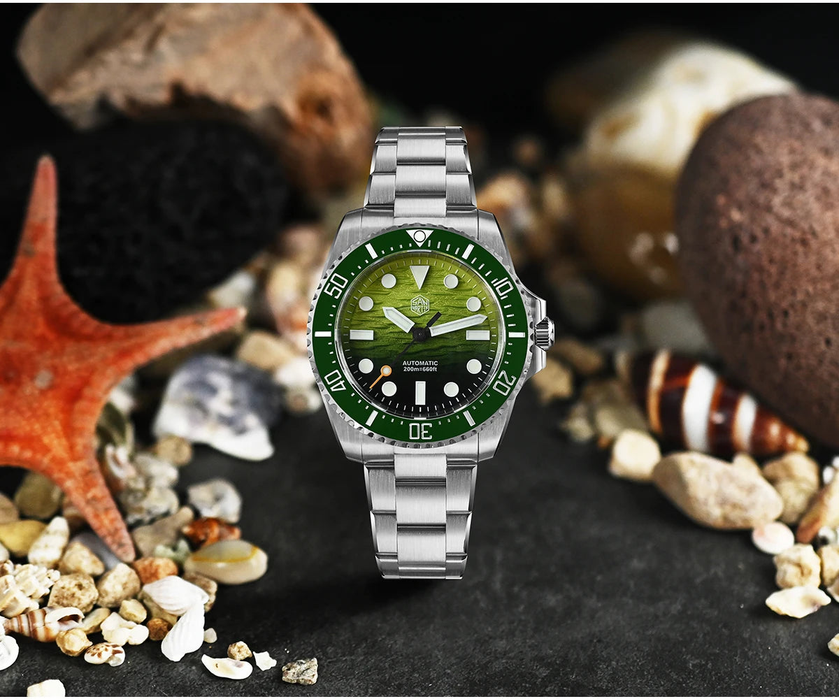 San Martin 2026 Men Diver Watch 38mm Wave Texture Dial Miyota 90S5 Automatic Mechanical Luxury Wristwatch Waterproof 200m SN0126