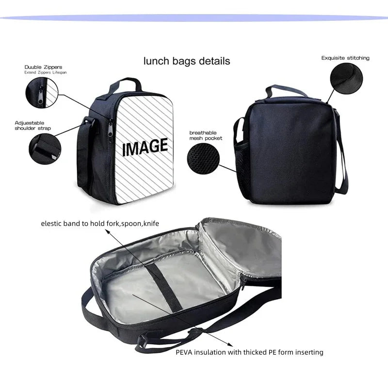 Hot Game Design Child Backpacks Lunch Bag Pencil Case Pupil Large Capacity School Bags For Boy Girl Best Gift F-FortniteS