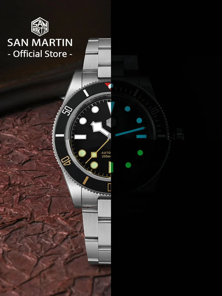 San Martin Upgraded BB58 40mm Retro Luxury Men Diver Watch NH35 Automatic Mechanical Sapphire 200m Waterproof Reloj SN0008D