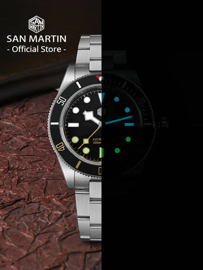 San Martin Upgraded BB58 40mm Retro Luxury Men Diver Watch NH35 Automatic Mechanical Sapphire 200m Waterproof Reloj SN0008D
