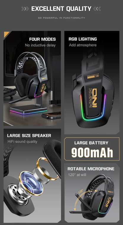 ONIKUMA GT828 Bluetooth Headset Four-mode Connection Over Ear HIFI Stereo Wireless Gaming Headsets with Mic for PC Laptops PS5