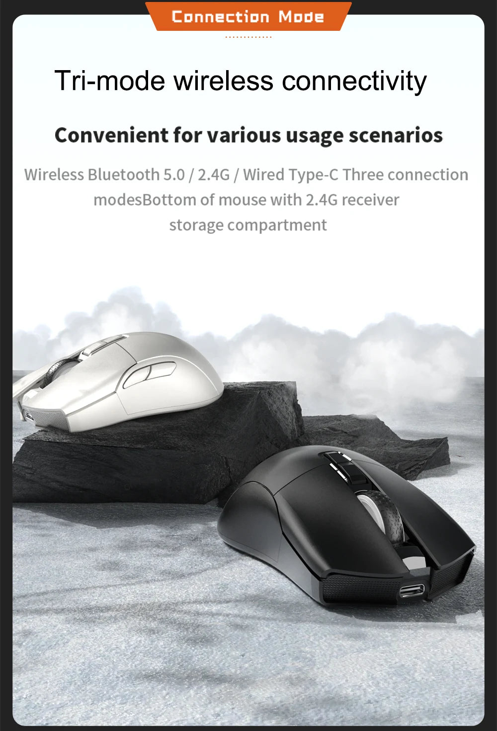 Motospeed Darmoshark N3 Pro Bluetooth – bezprzewodowa mysz gamingowa Double 8K, trójtrybowa, ładowalna, PAW3395, 64g, ergonomiczna mysz dla graczy