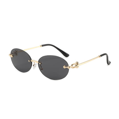 Ochelari de soare ovali fără ramă, de înaltă calitate, casual și luxoși, pentru femei, fără ramă, la modă și personalizați