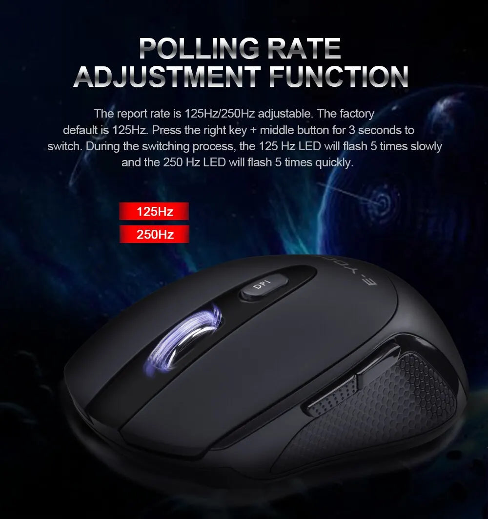 E-YOOSO E-1020 USB 2.4G Wireless Gaming Noiseless Mute Office Mouse 2400 DPI Optical Game Mice Ergonomic for Laptop PC Computer