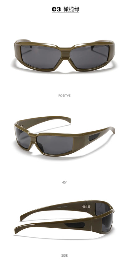 KLASSNUM Ochelari pentru femei Y2k Ochelari de soare la modă pentru bărbați, cu un design futurist și tehnologic Ochelari de soare argintii și roz pentru fete, cu protecție UV400
