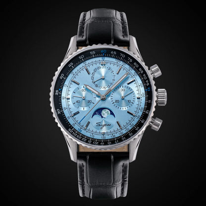Sugess Chronograph Watch of Man ST1908 Swanneck Movement Mechanical Moonphase Wristwatches Waterproof Calendar Vintage New S468