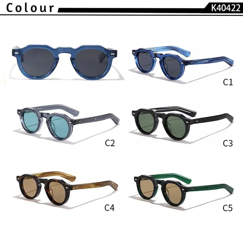 HBK Vintage – Ochelari de soare simpli, rotunzi, pentru bărbați, cu ramă mică, din acetat de înaltă calitate; ochelari de soare pentru femei, pentru petreceri, călătorii și activități în aer liber