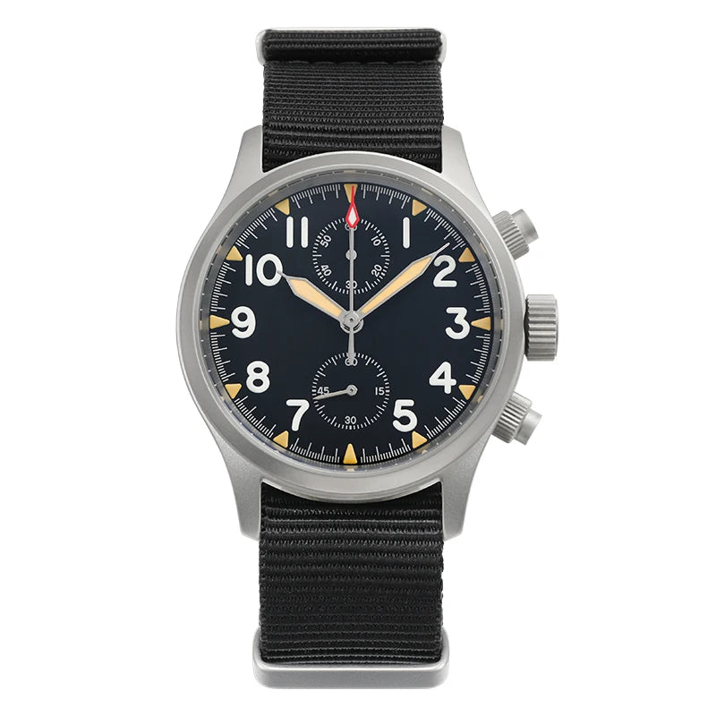Militado ML1868KF Retro VK67 Quartz Chronograph Watch Stainless Steel Case 3 Dial Waterproof 100M  Multifunction Military Watch