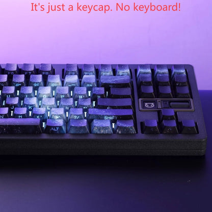 Keycap PBT trasparenti Cherry con incisione laterale e sfumatura Purple Galaxy, 135 tasti, compatibili con tastiere meccaniche 60/64/84/98/108