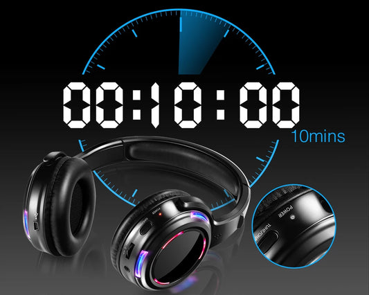 Casque sans fil professionnel à LED clignotantes pour disco silencieux - Casque sans fil RF pour soirées discotiques silencieuses et DJ