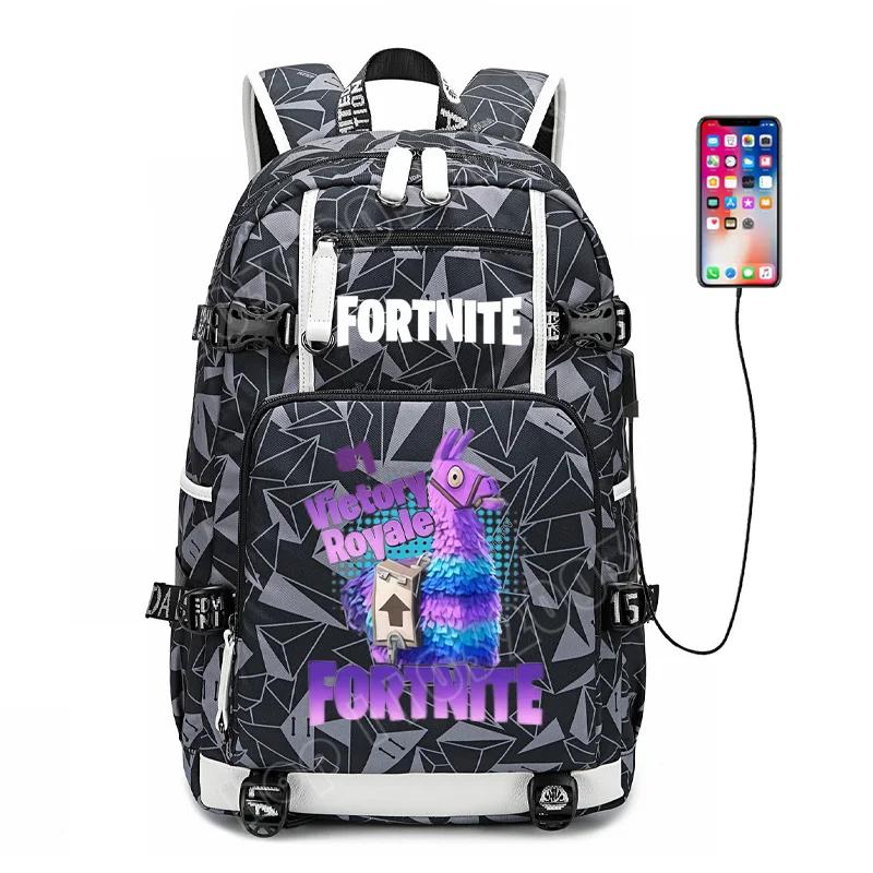 Mochila escolar para estudante com estampado do jogo Fortnite, para rapazes e raparigas, grande capacidade, impermeável, leve e resistente, presente de aniversário