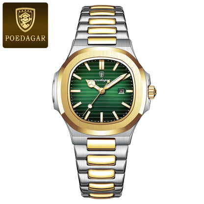 POEDAGAR Square Luxury Watch For Woman Waterproof Luminous Date Ladies Wristwatch Stainless Steel Fashion Quartz Women's Watches