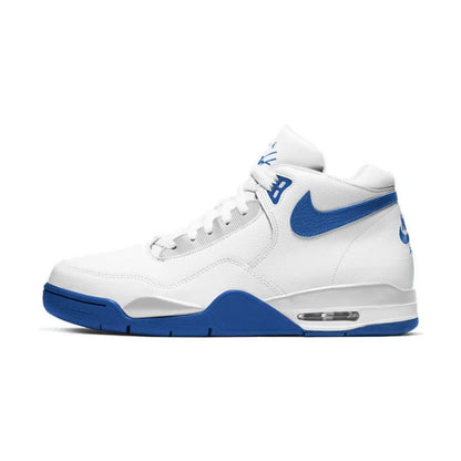 Nike Flight Legacy – Bequeme und vielseitige Retro-Basketballschuhe im Mid-Top-Stil für Herren, Weiß/Blau, BQ4212-103