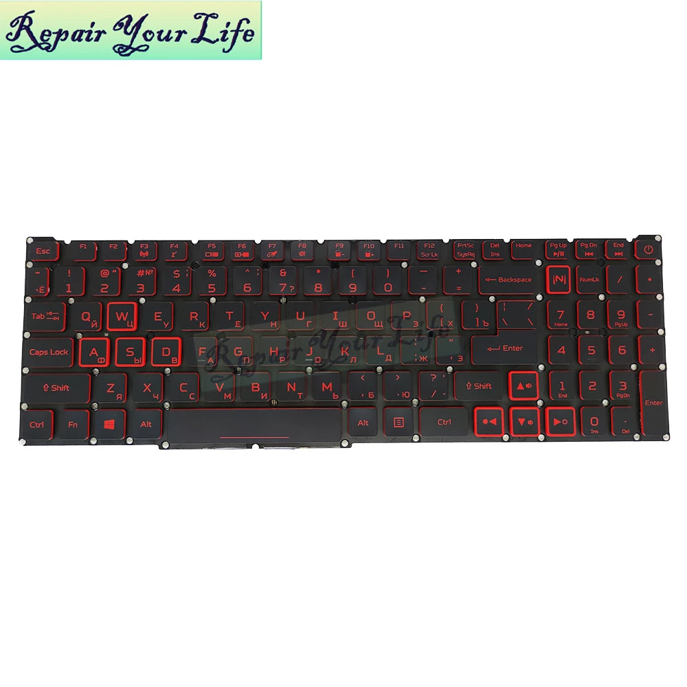 Teclado retroiluminado PT-BR Brasil US RU para Acer Nitro 5 AN515-54 AN515-43 AN517-52 AN517-51 AN517-54 AN715-51 Espanha LA IT TR GR FR