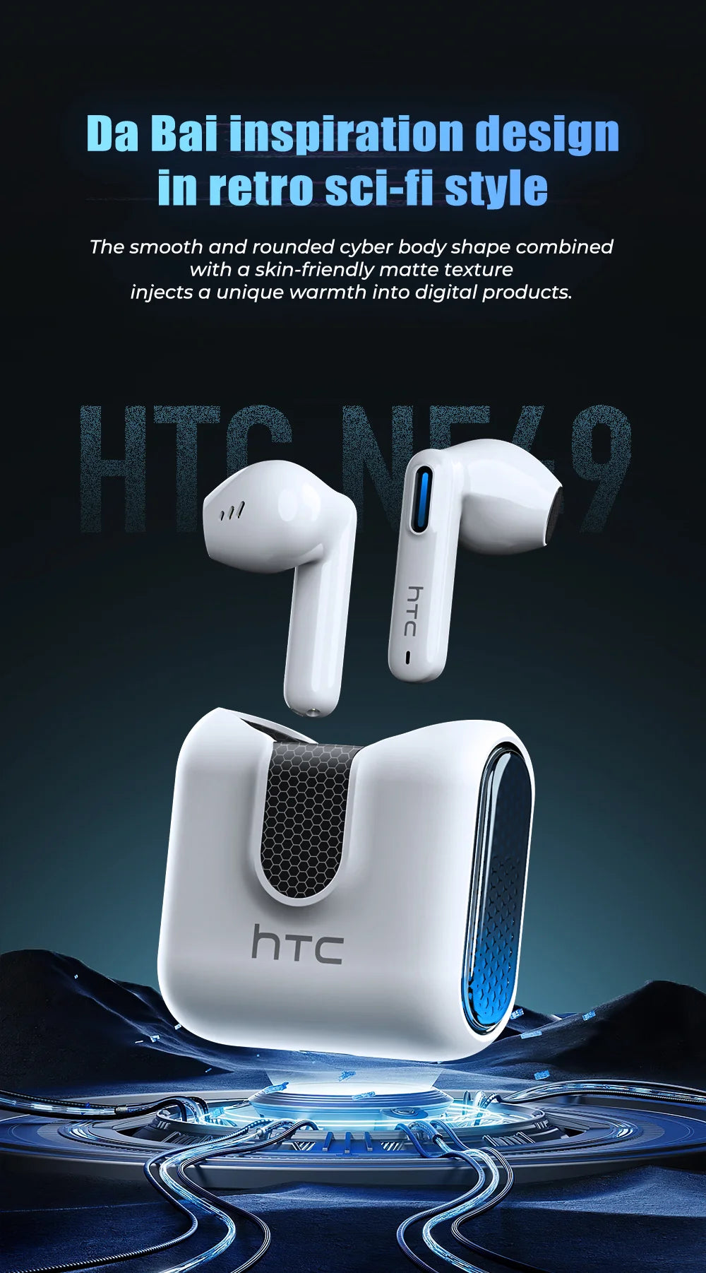 HTC NE49 6.0 True Wireless Earbuds Gaming HiFi Deep Bass Lightweight Cool Design IPX5 Waterproof Choice