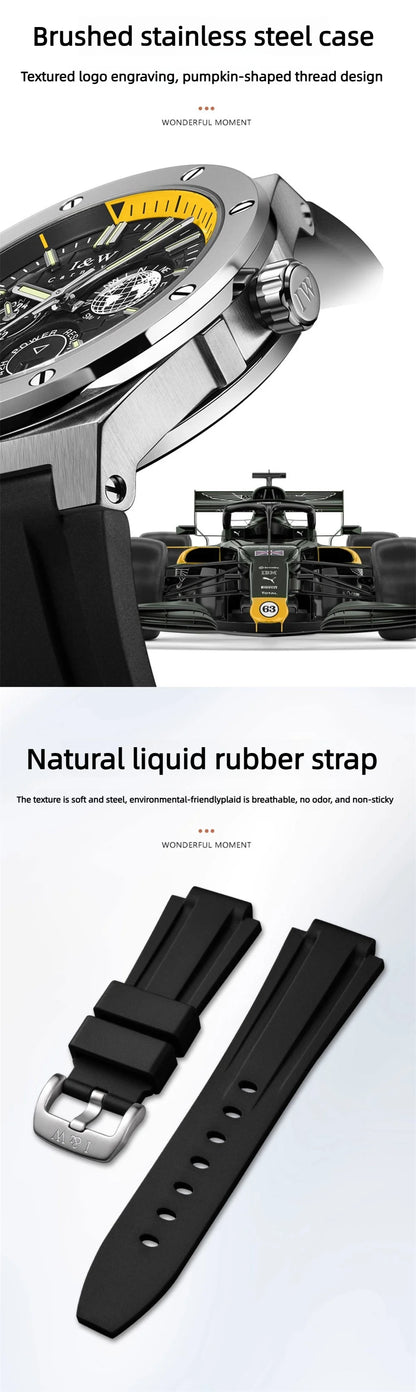Carnival Brand IW High-End Series Luxury Imported Movement Mechanical Watch Men Sport Rubber Strap 50m Waterproof Fashion Watch