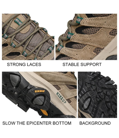HIKEUP Hiking Shoes for Men, Designer Climbing Trekking Sneakers, Leather Outdoor Sports Work Shoes, Running Shoes