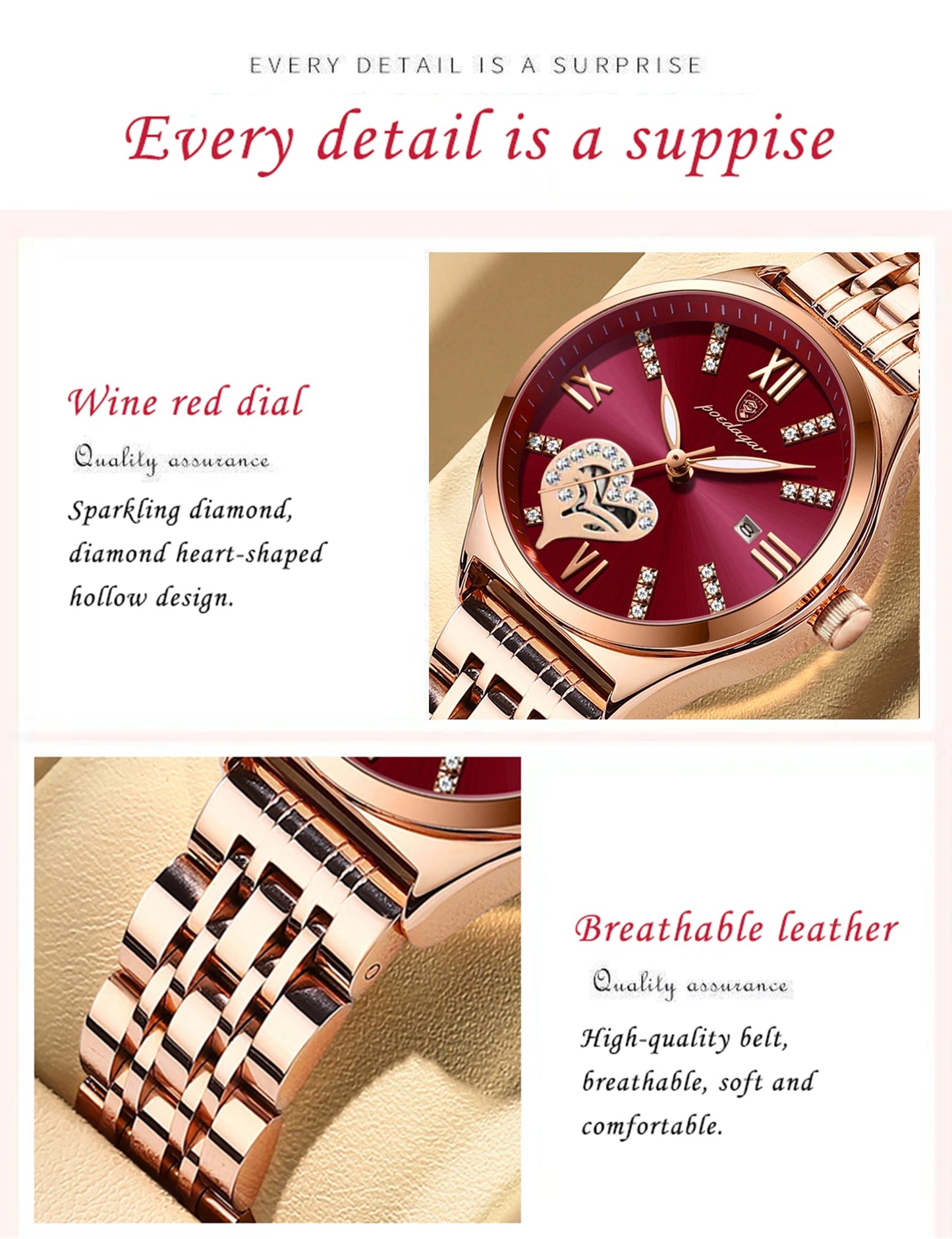 POEDAGAR Top Luxury Woman Watches Waterproof Luminous Date Stainless Steel Women's Quartz Wristwatch Elegant Dress Ladies Watch