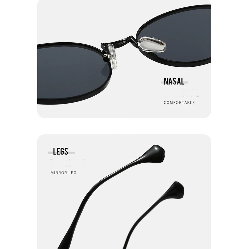 Ochelari de soare cu lentile ovale metalice, protecție UV, ramă mică în stil retro, ochelari de soare clasici de marcă, creație de designer, pentru femei și bărbați