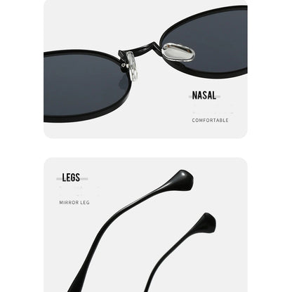 Ochelari de soare cu lentile ovale metalice, protecție UV, ramă mică în stil retro, ochelari de soare clasici de marcă, creație de designer, pentru femei și bărbați