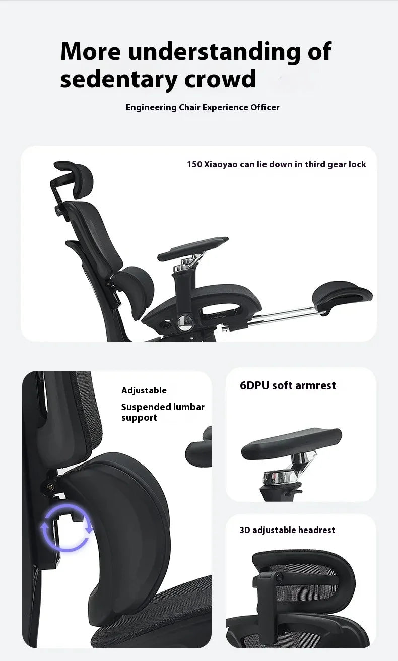 Ergonomic Office Chair Mesh Seat Adjustable Headrest Commercial Chair Footrests Support Comfortable Lumbar Chaise Ergonomique
