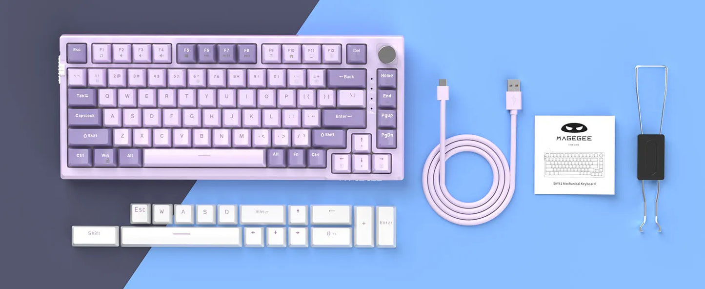 MageGee SKY81 75% mechanische Gaming-Tastatur, RGB-Gasket, Hot-Swap-fähige kabelgebundene Custom-Tastatur mit cremiger Schalldämpfung und Drehregler