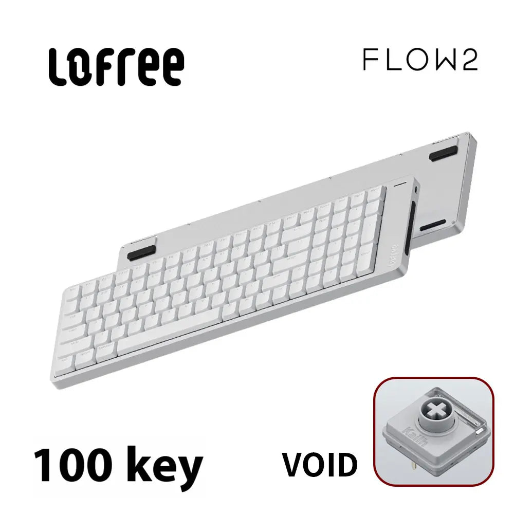 Lofree FLOW2 Mechanische Tastatur fürs Business-Büro, kabellos per Bluetooth und kabelgebunden, leiser und sanfter Klang, kompatibel, geräuscharm, Aluminiumgehäuse