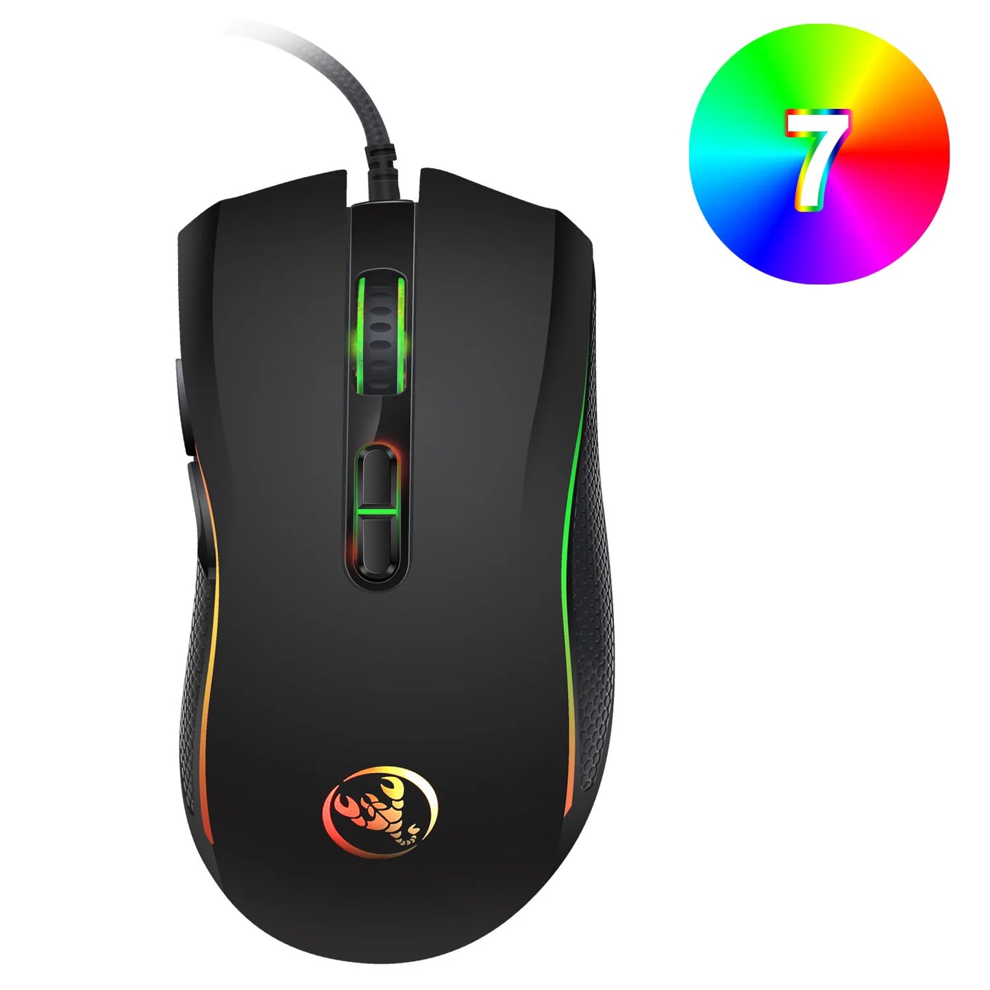 High-end Optical Professional Gaming Mouse with 7 Bright Colors LED Backlit and Ergonomic Design 3200 DPI for LOL CS Gamer