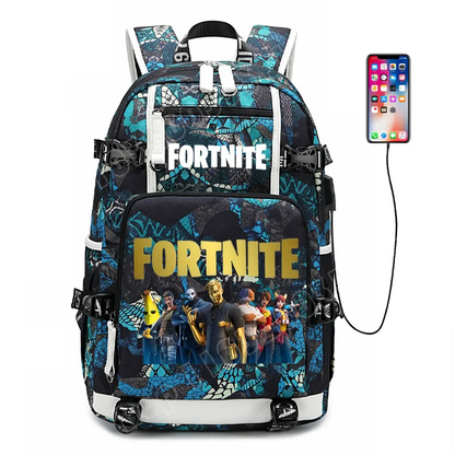 Mochila escolar para estudante com estampado do jogo Fortnite, para rapazes e raparigas, grande capacidade, impermeável, leve e resistente, presente de aniversário