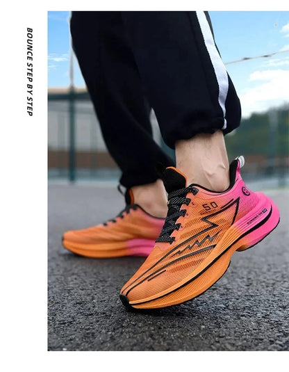 Brand Men's Carbon Plate Running Shoes, Soft Cushion, Shock Absorbing Sports Shoes, Unisex Sneakers, Light Anti-Slip Training Shoes