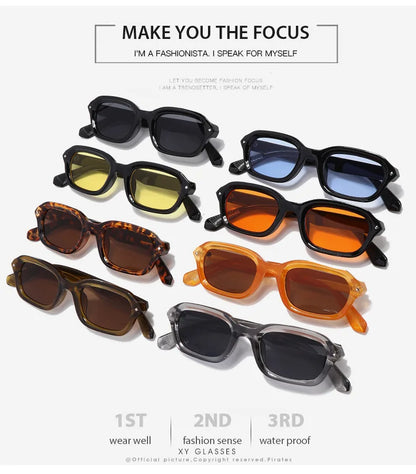 BOYSEEN Ochelari de soare de plajă pentru bărbați, de vară, portocalii, UV400, ochelari de soare punk cu ramă îngustă și formă pătrată