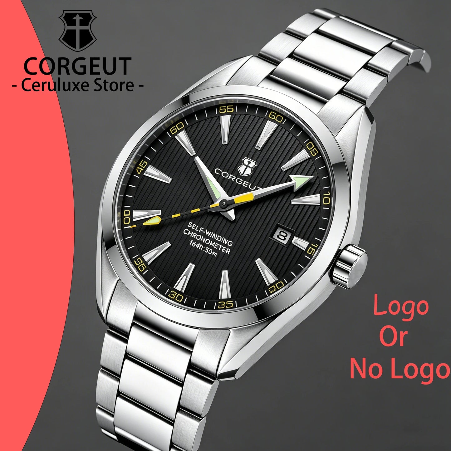 CORGEUT 41mm Luxury NH35 Movement Watch for Men Sapphire Glass Sport Clock Automatic Men's Watch Mechanical Watches