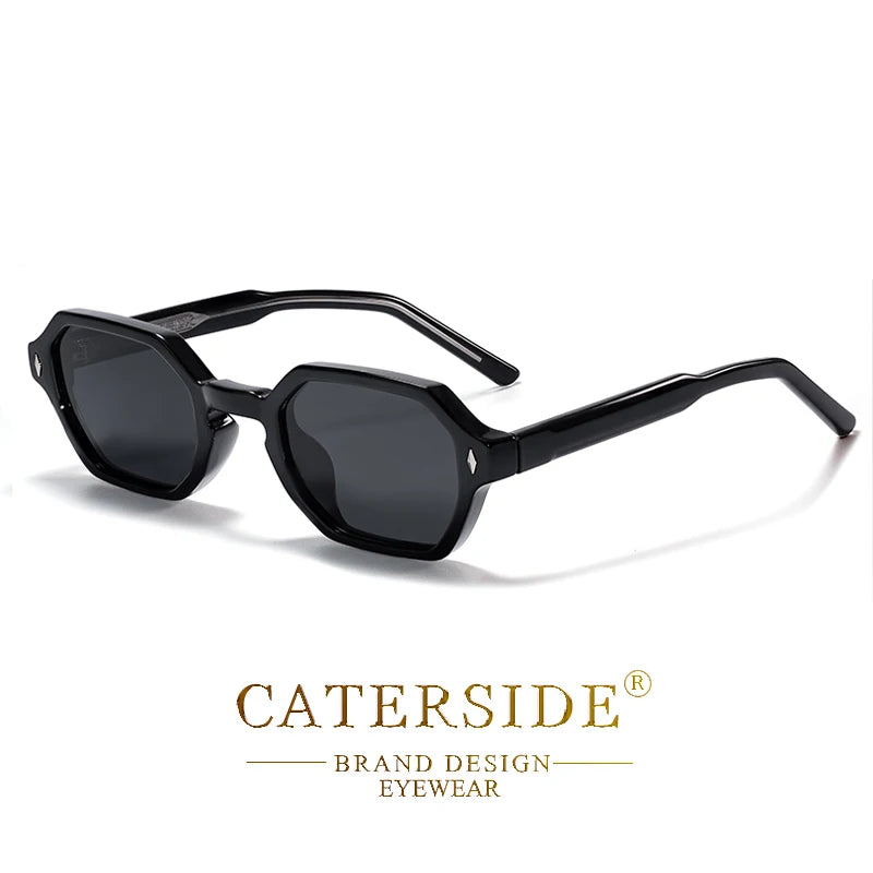CATERDIDE Ochelari de soare retro poligonali pentru bărbați, cu design personalizat, ramă pătrată, ochelari de soare pentru femei, petreceri, călătorii și vacanțe